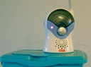[ Our first baby monitor. Zac thinks it's a walkie talkie. ]